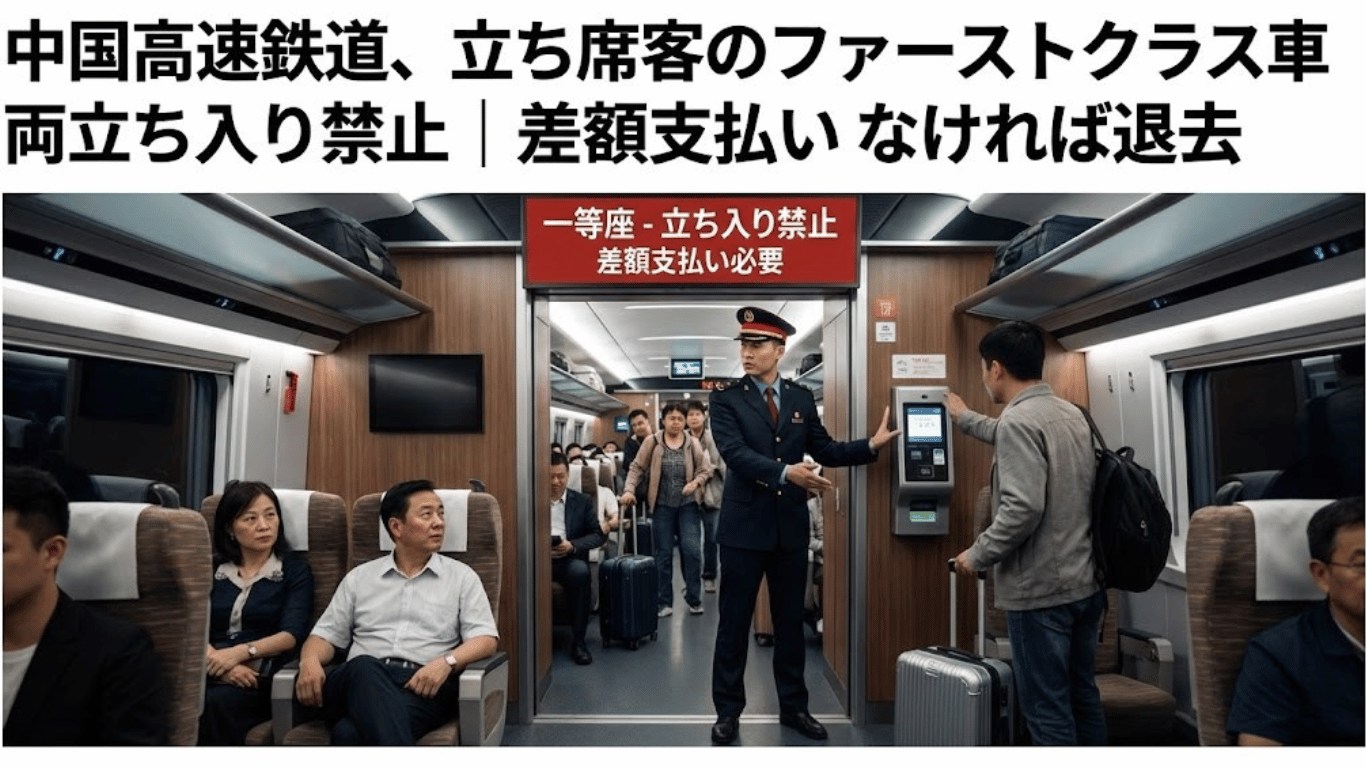 中国高速鉄道、立ち席客のファーストクラス車両立ち入り禁止｜差額支払いなければ退去