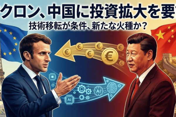 マクロン仏大統領が中国に欧州投資拡大を要請　技術移転を条件に