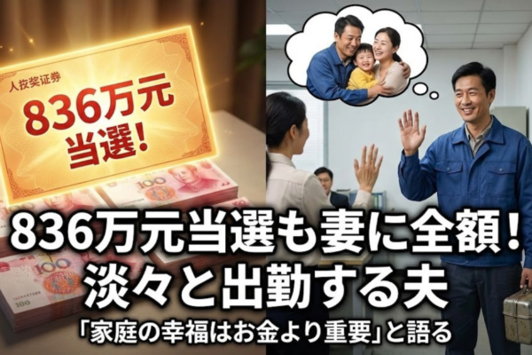 宝くじ836万元当選の男性、妻に全額渡して淡々と出勤——「家庭の幸福はお金より重要」と語る