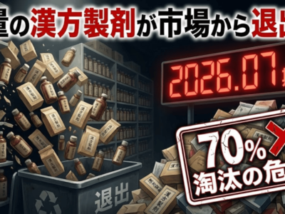 大量の漢方製剤が市場から退出へ 2026年7月期限で70%が淘汰の危機