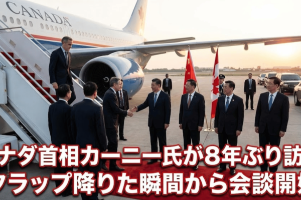 カナダ首相カーニー氏が8年ぶり訪中｜タラップ降りた瞬間から会談開始