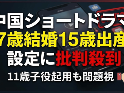 中国ショートドラマ「7歳結婚15歳出産」設定に批判殺到｜11歳子役起用も問題視