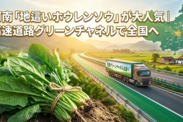 河南「地這いホウレンソウ」が大人気｜高速道路グリーンチャネルで全国へ