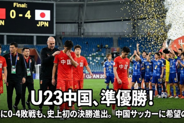 U23中国代表、日本に0-4で敗れ準優勝——史上初の決勝進出も及ばず、それでも中国サッカーに希望の光