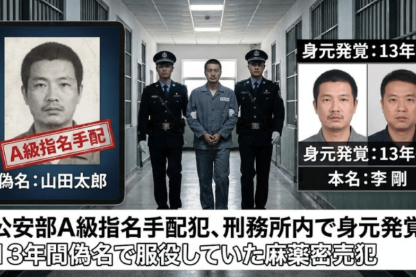 公安部A級指名手配犯、刑務所内で身元発覚｜13年間偽名で服役していた麻薬密売犯