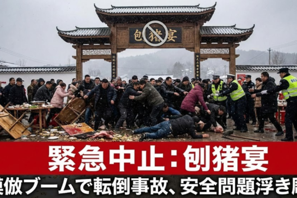中国各地で「刨猪宴」イベント緊急中止｜模倣ブームで転倒事故、安全問題浮き彫り