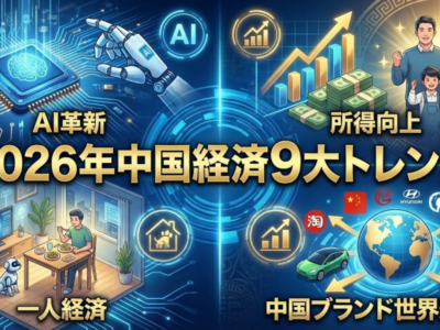 2026年中国経済9大トレンド——AI革新、所得向上、一人経済、中国ブランド世界進出