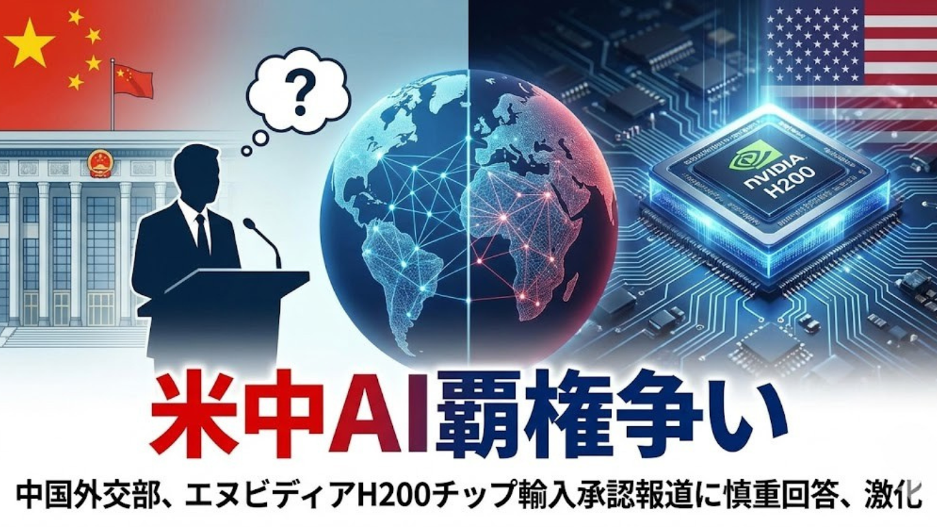 中国外交部、エヌビディアH200チップ輸入承認報道に慎重回答、米中AI覇権争いが激化