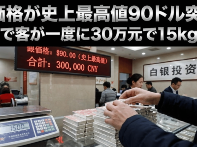 銀価格が史上最高値90ドル突破｜中国で客が一度に30万元で15kg購入