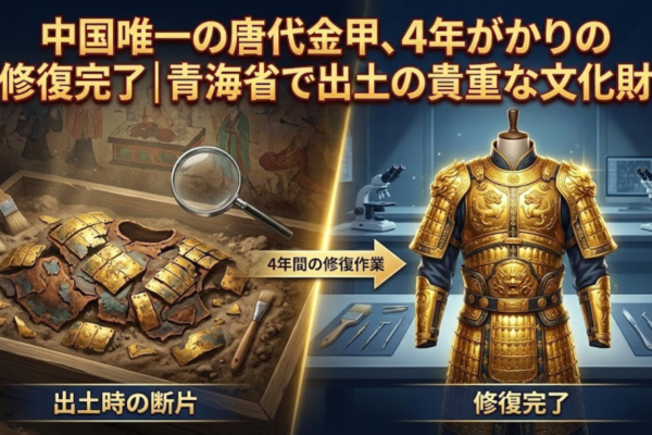 中国唯一の唐代金甲、4年がかりの修復完了｜青海省で出土の貴重な文化財