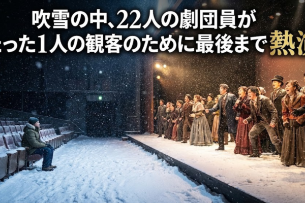吹雪の中、22人の劇団員がたった1人の観客のために最後まで熱演