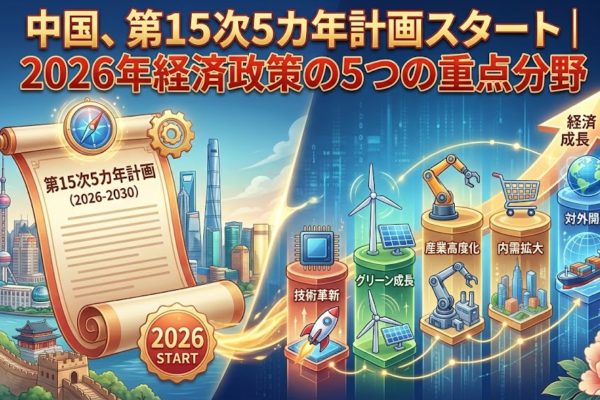 中国、第15次5カ年計画スタート｜2026年経済政策の5つの重点分野
