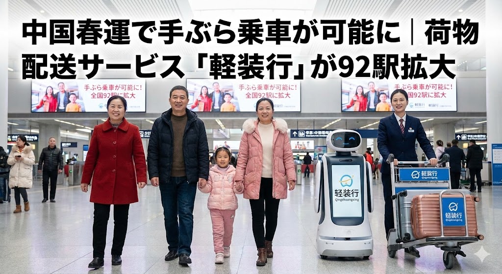 中国春運で手ぶら乗車が可能に｜荷物配送サービス「軽装行」が92駅拡大