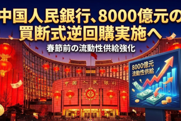 中国人民銀行、8000億元の買断式逆回購実施へ──春節前の流動性供給強化