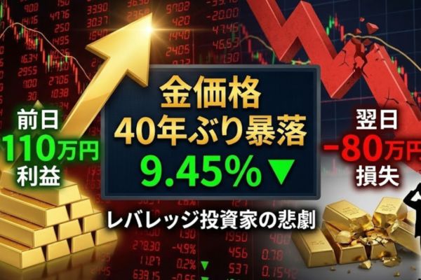 金価格が40年ぶり暴落9.45%──レバレッジ投資家、前日110万円の利益が翌日80万円の損失に