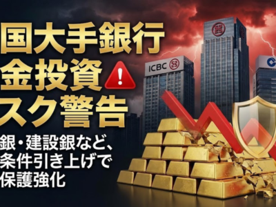 中国大手銀行が金投資リスク警告──工商銀・建設銀など、積立条件引き上げで顧客保護強化