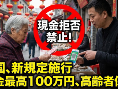 中国、現金拒否を禁止する新規定を施行──高齢者保護、罰金最高100万円