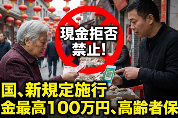 中国、現金拒否を禁止する新規定を施行──高齢者保護、罰金最高100万円