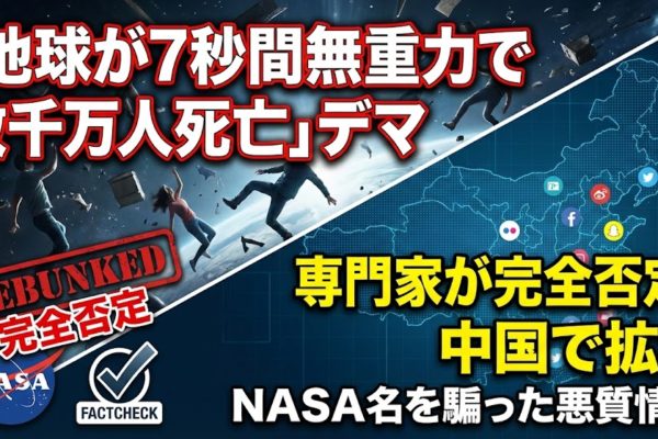 「地球が7秒間無重力で数千万人死亡」デマを専門家が完全否定──NASA名を騙った悪質情報、中国で拡散